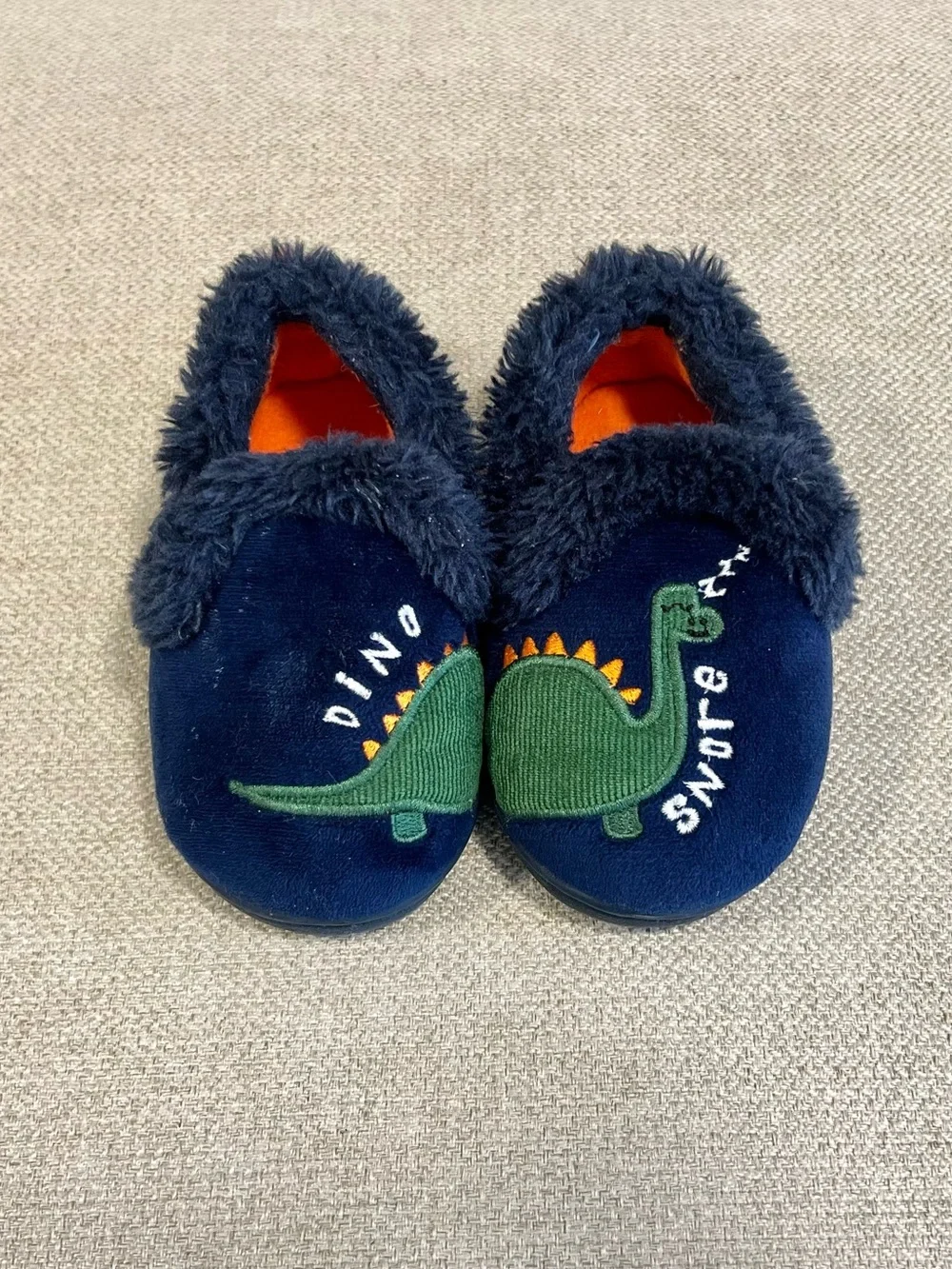 Wonder Nation Dino Snores Fuzzy Slippers Toddler Size 5-6 GUC
